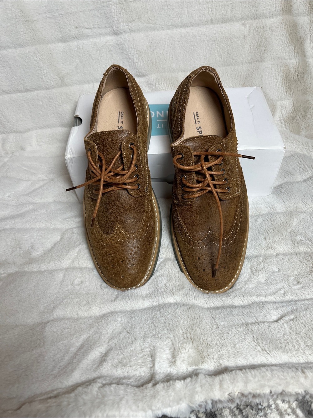 Men's Brown Wingtip Casual Lace-Up Shoes